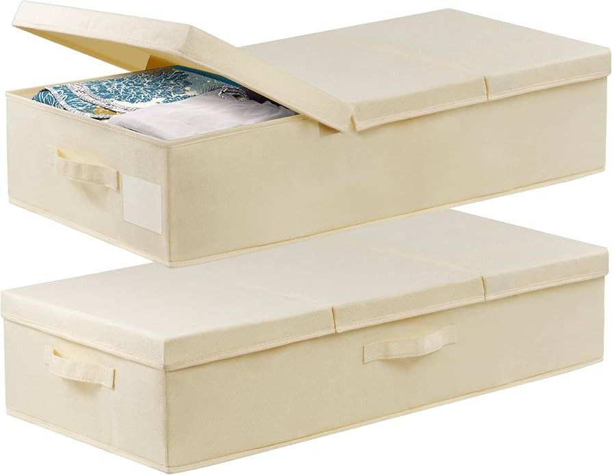Large Underbed Storage Bags Organizer Container With Lids, Set of 2 Under Bed Storage Organizer B... | Amazon (US)