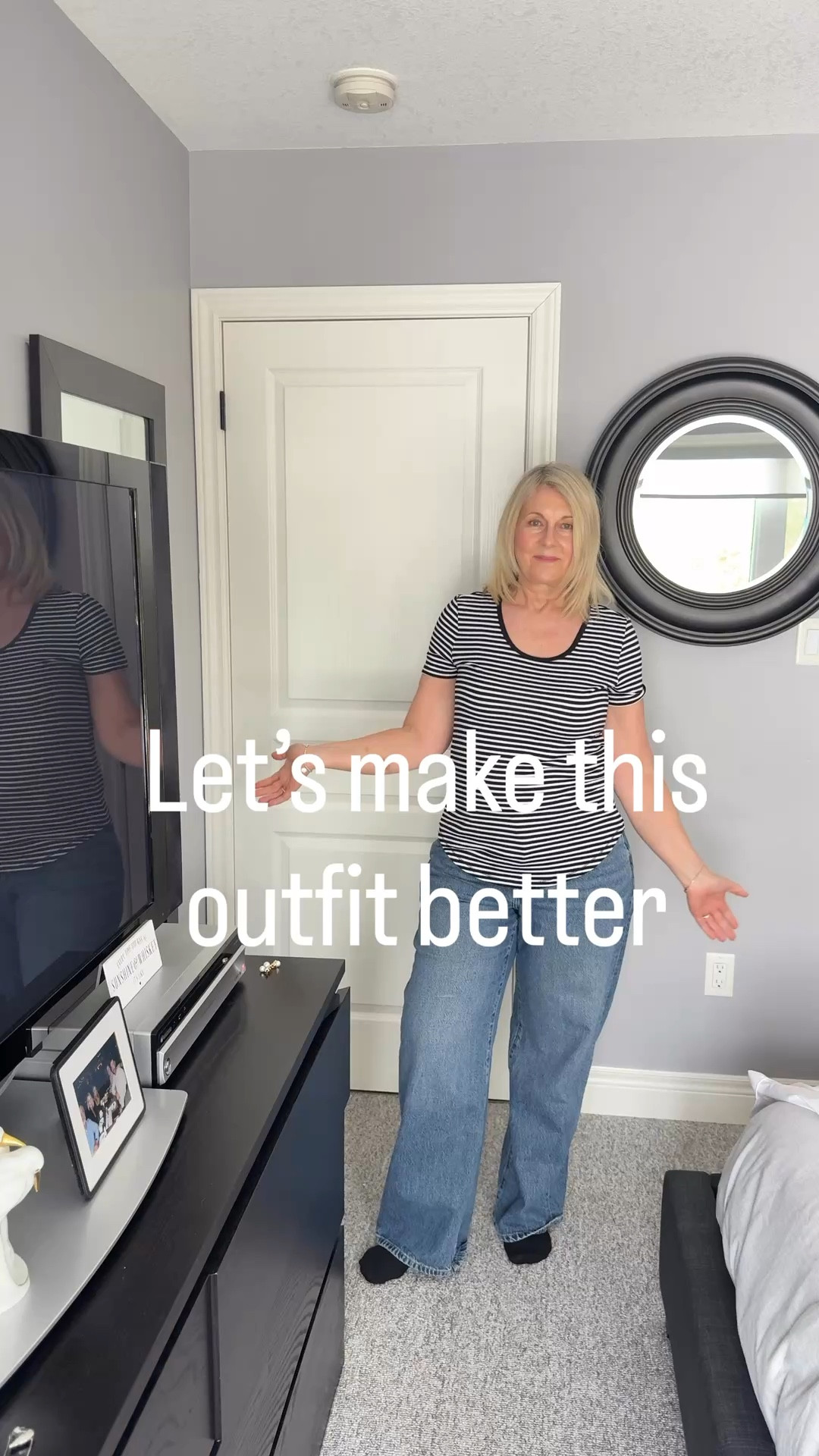 Let’s mske this outfit better. Tucking in your top is the first way to get a more polished look. It look less sloppy. Then comes the litttle details. A belt, and a few accessories will just add to your look  I love adding a blazer, it’s so easy and now you look like you tried. 

#LTKmidsize #LTKover50style