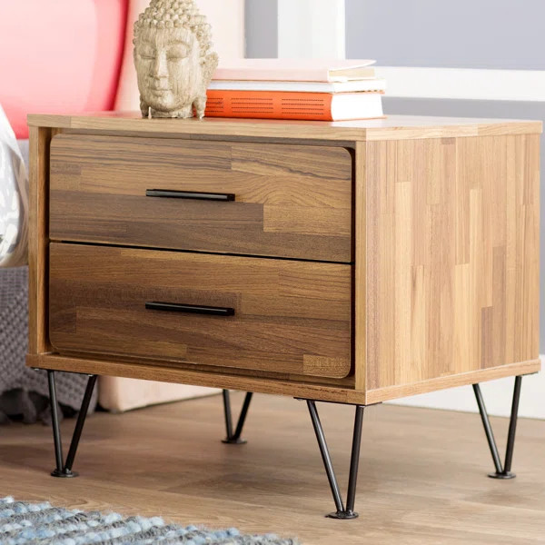 Wolfe 2 - Drawer Nightstand in Medium Brown Tone | Wayfair North America
