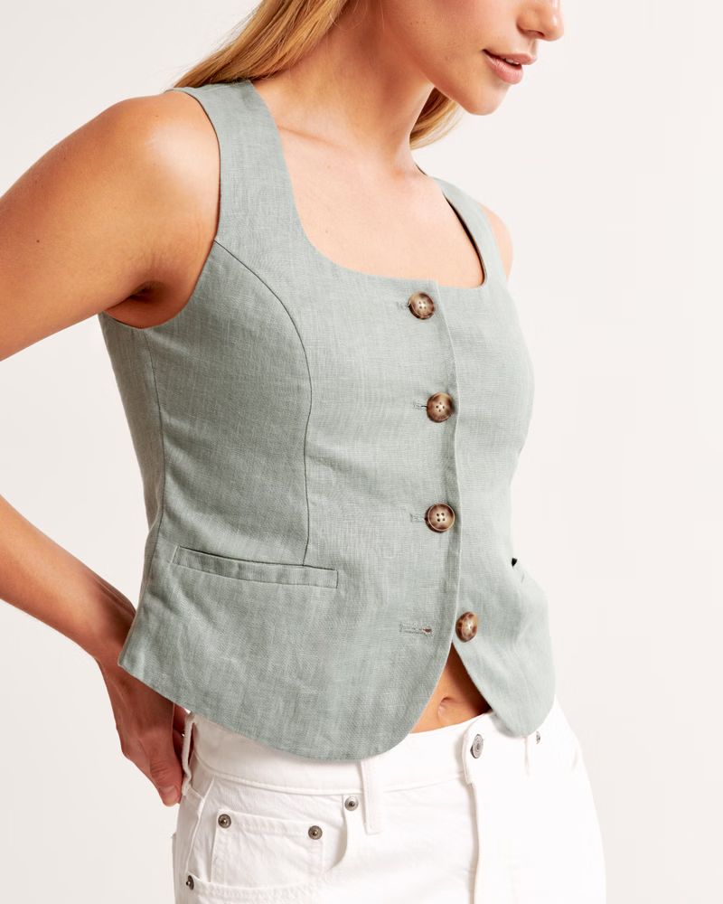Women's Premium Linen Vest Set Top | Women's Tops | Abercrombie.com | Abercrombie & Fitch (US)