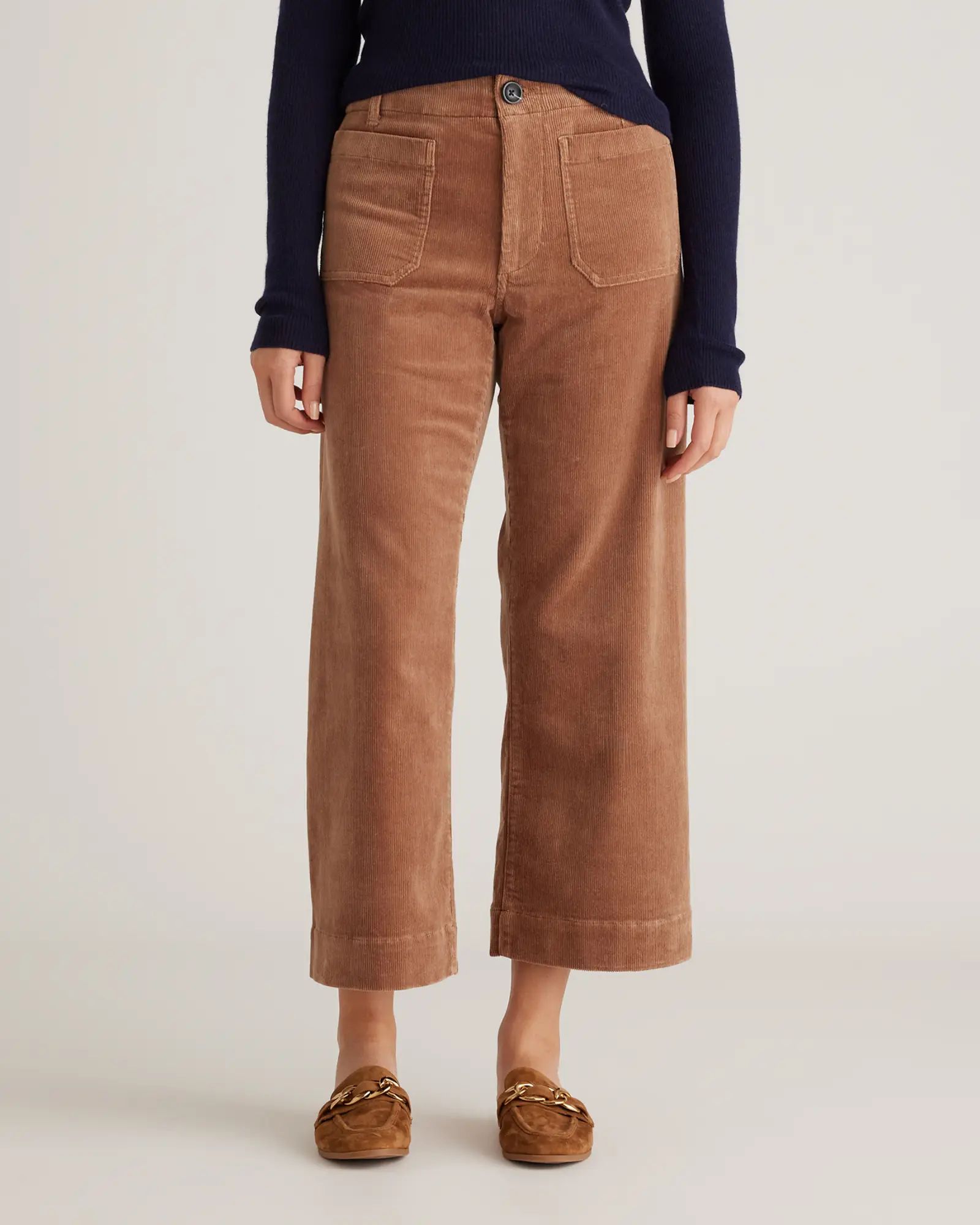 Organic Stretch Corduroy Cropped Wide Leg Pants | Quince