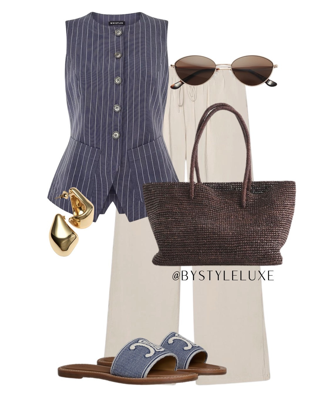SOMETHING BLUE - love this blue striped waistcoat styled with cream wide leg trousers, a timeless colour combination

#summeroutfit #waistcoat #holidayoutfit

#LTKsummer #LTKstyletip #LTKbag
