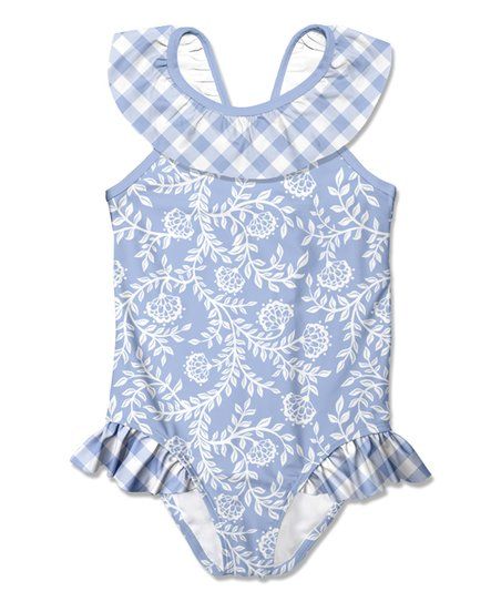 Periwinkle Vine Floral Bow Ruffle-Accent Yoke One-Piece - Infant, Toddler & Girls | Zulily
