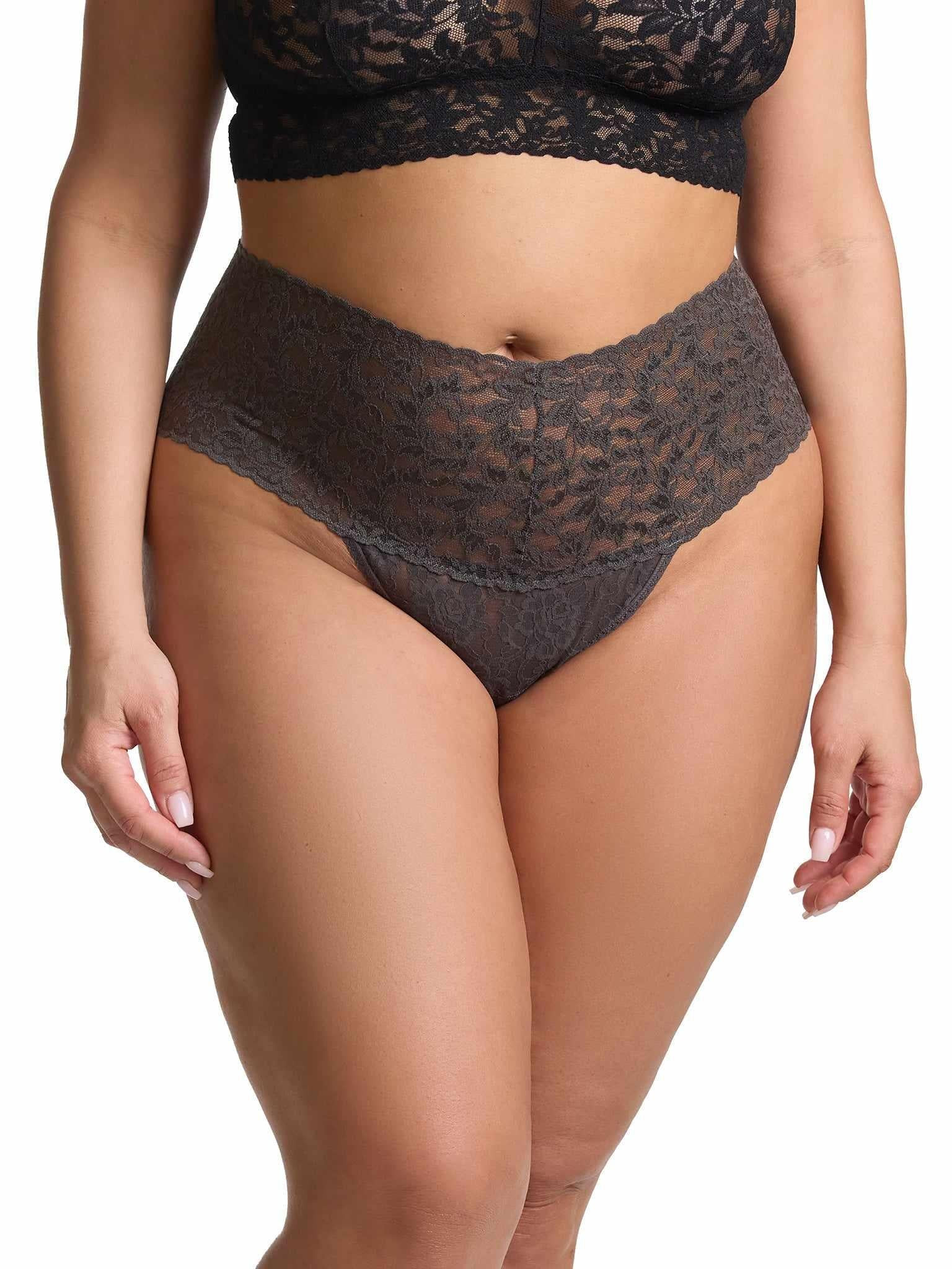 Plus Size Retro Lace Thong Turkish Tile Blue | Hanky Panky