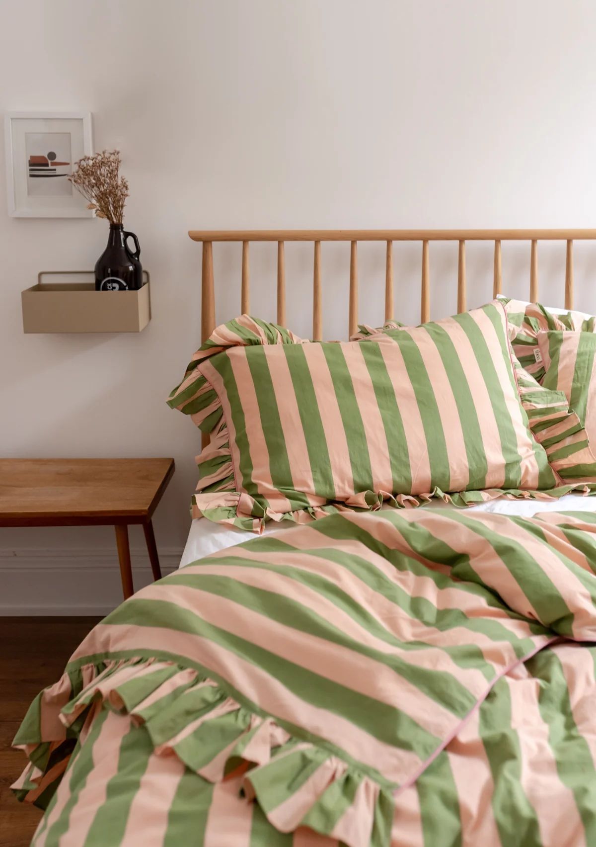 Cotton Duvet Cover in Green Stripe | The Tartan Blanket Co.