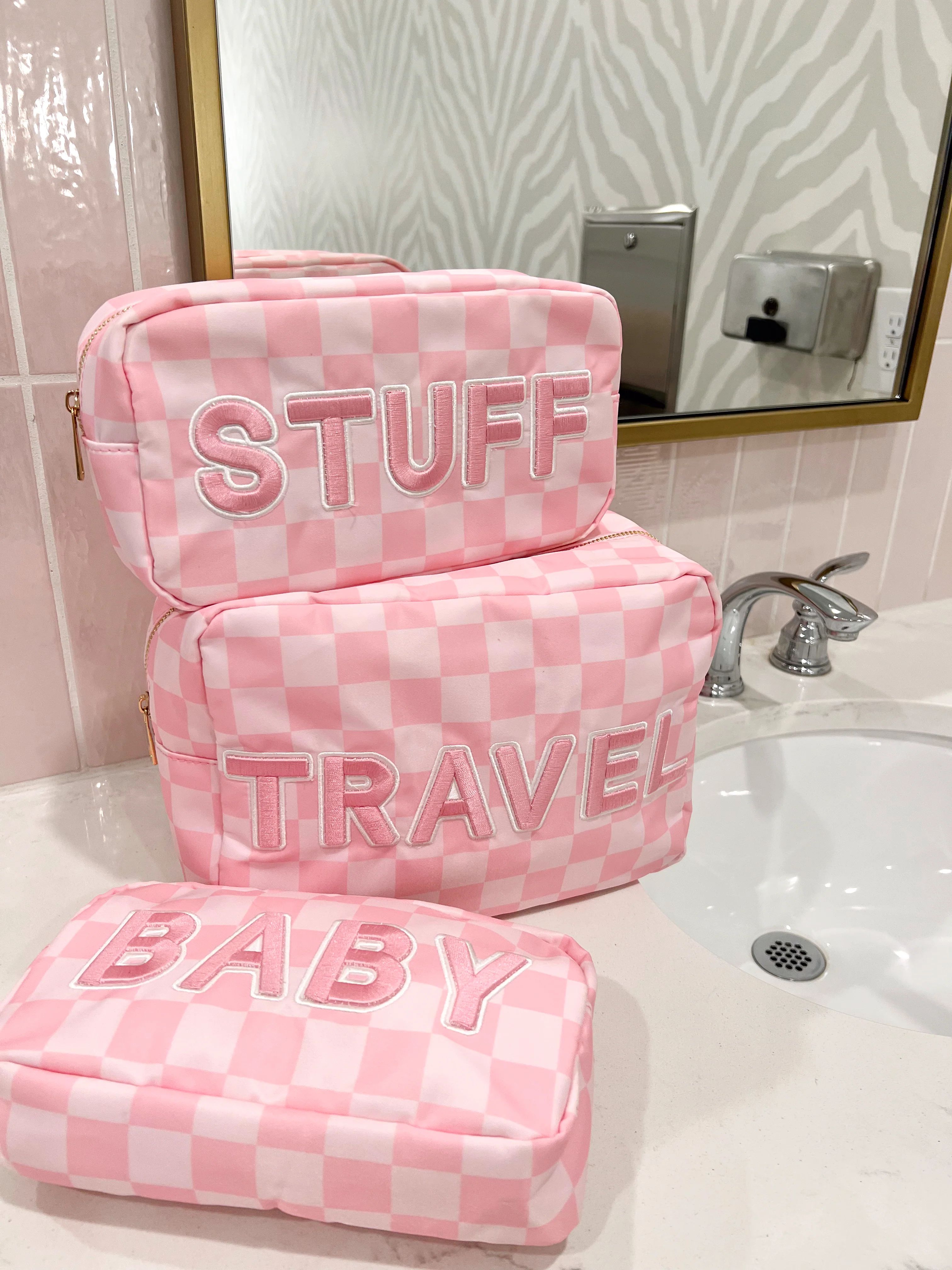 Stuff Large Bag - Pink Checkered | KenzKustomz