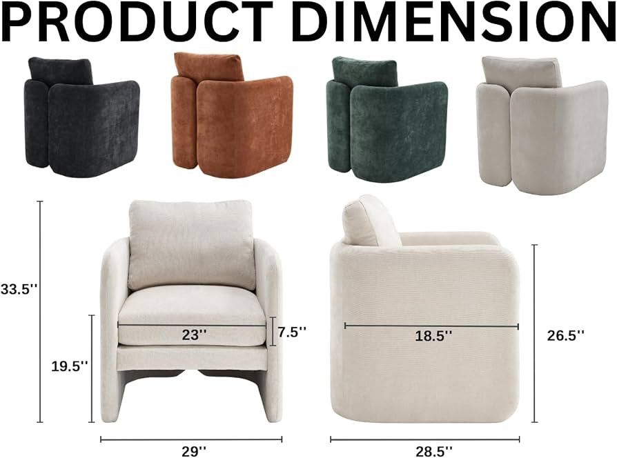 Modern Barrel Accent Chairs Set of 2, Beige Chenille Fabric Armchair for Living Room, Comfy Uphol... | Amazon (US)