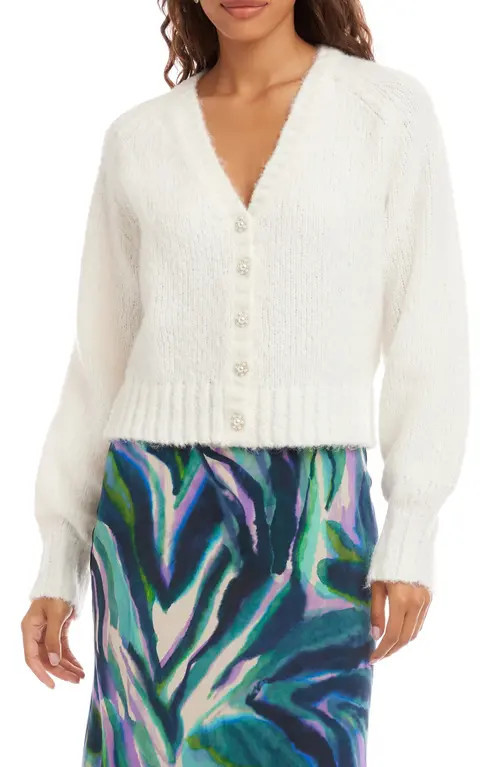Karen Kane Pearl Button Cardigan in Off White at Nordstrom, Size Small | Nordstrom