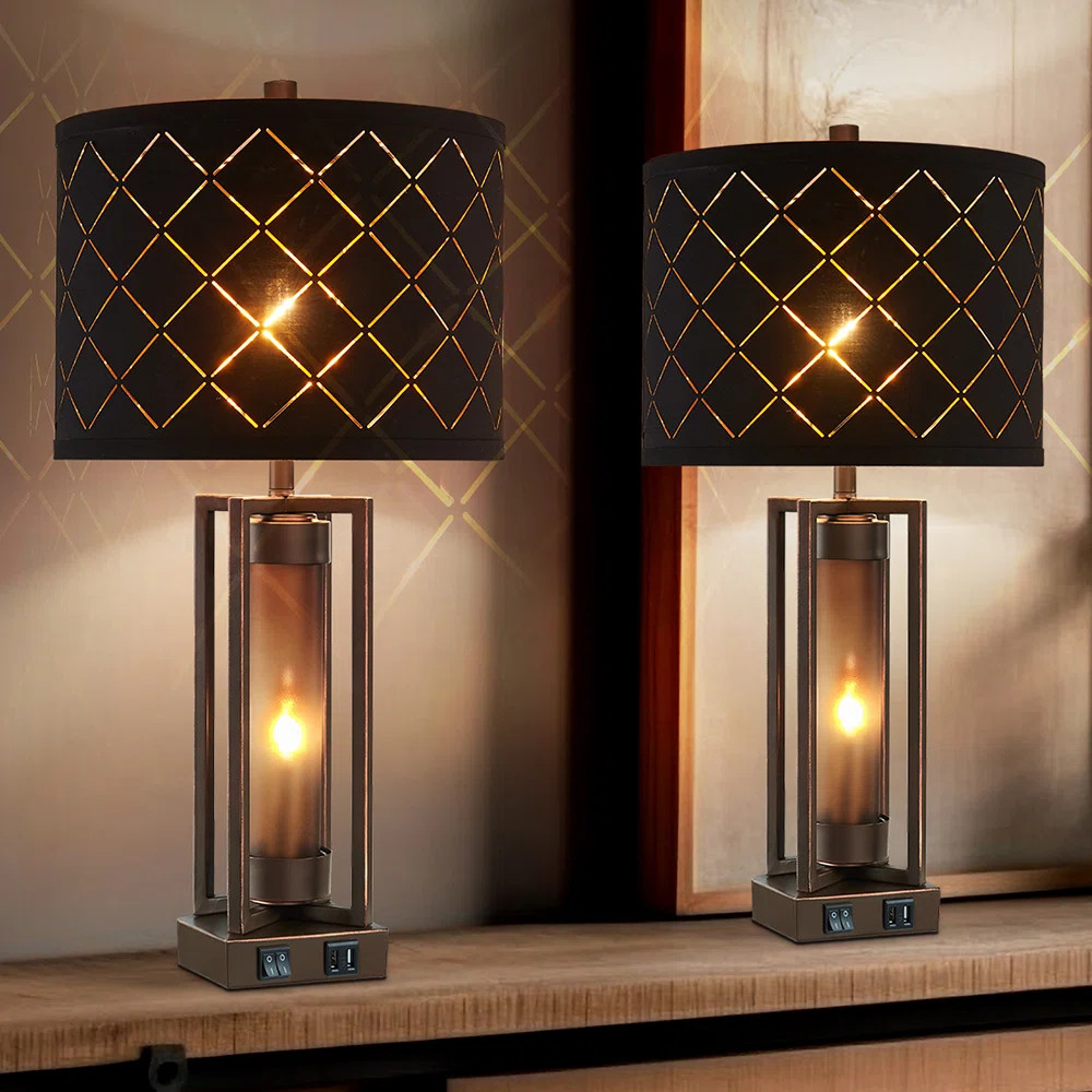 Lark Manor\u2122 26" Louann Table Lamp Set With Night Light And USB Ports & Reviews | Wayfair | Wayfair North America