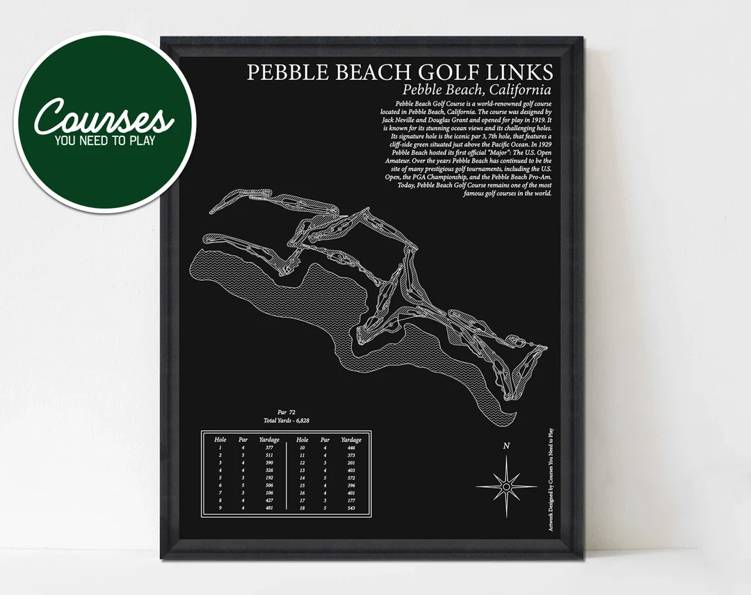 Pebble Beach Golf Course Print Pebble Beach Map Golf Course - Etsy | Etsy (US)