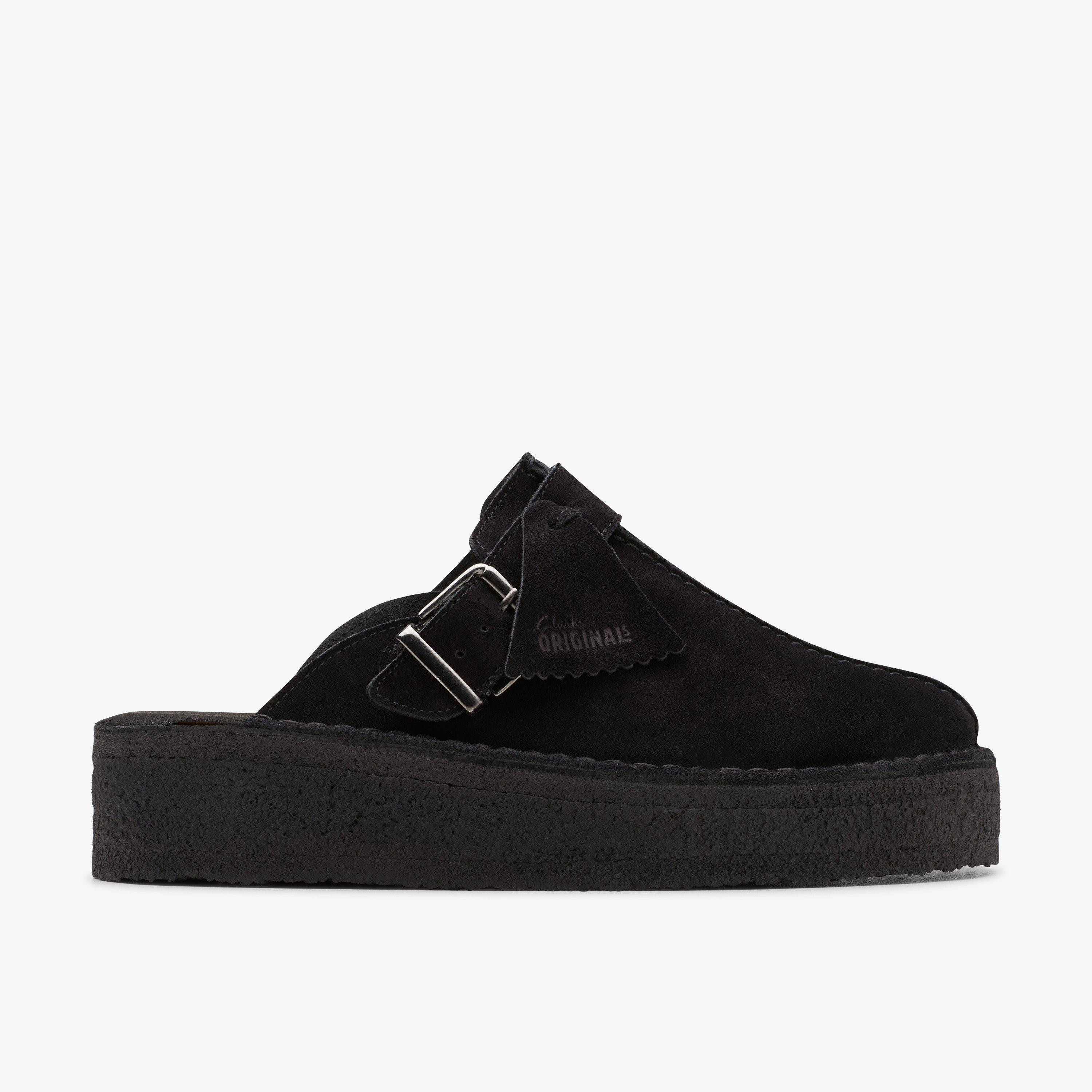 Womens Trek Wedge Mule Black Suede Slip-On | Clarks (US)