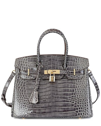 Large Croc-Embossed Leather Satchel | Gilt & Gilt City