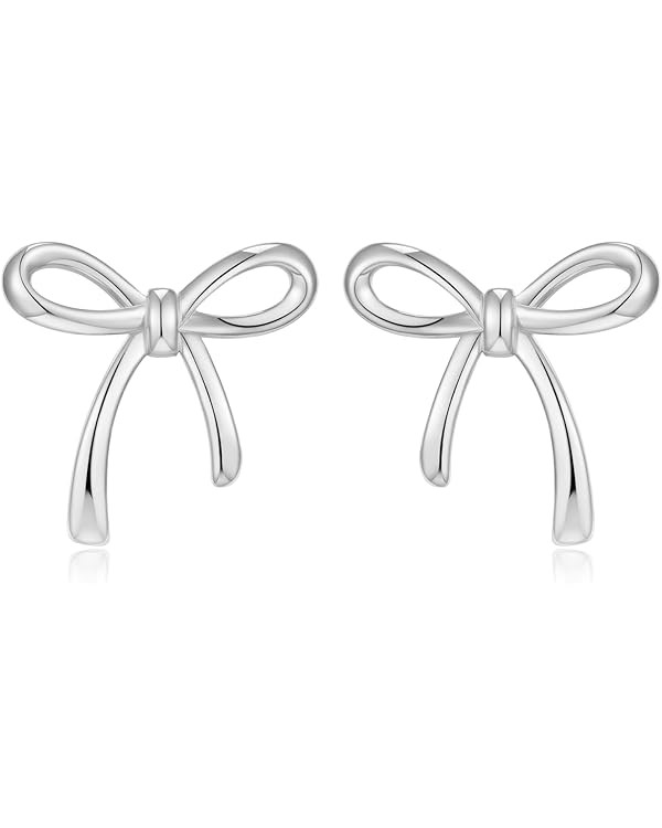 Gold Silver Bow Stud Earrings for Women Bow Jewelry Simple Earrings | Amazon (US)