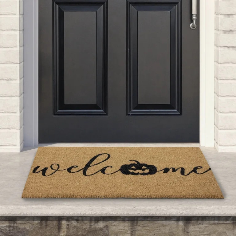 Northlight Natural Coir Pumpkin "Welcome" Halloween Doormat - 18" x 30" | Walmart (US)