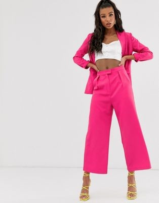 Saint Genies tailored wide leg pants in hot pink | ASOS US