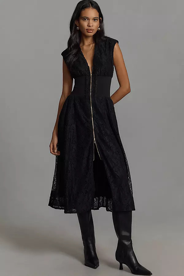 The Tommie Cap-Sleeve Smocked Front-Zip Shirt Dress | Anthropologie (US)