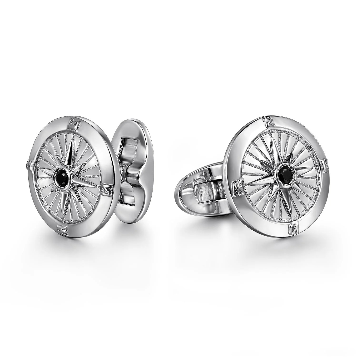 Compass Cufflinks with Black Spinel Center Stone | J. Brooks Jewelers