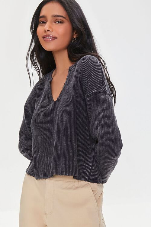 Ribbed Frayed Thermal Tee | Forever 21 | Forever 21 (US)