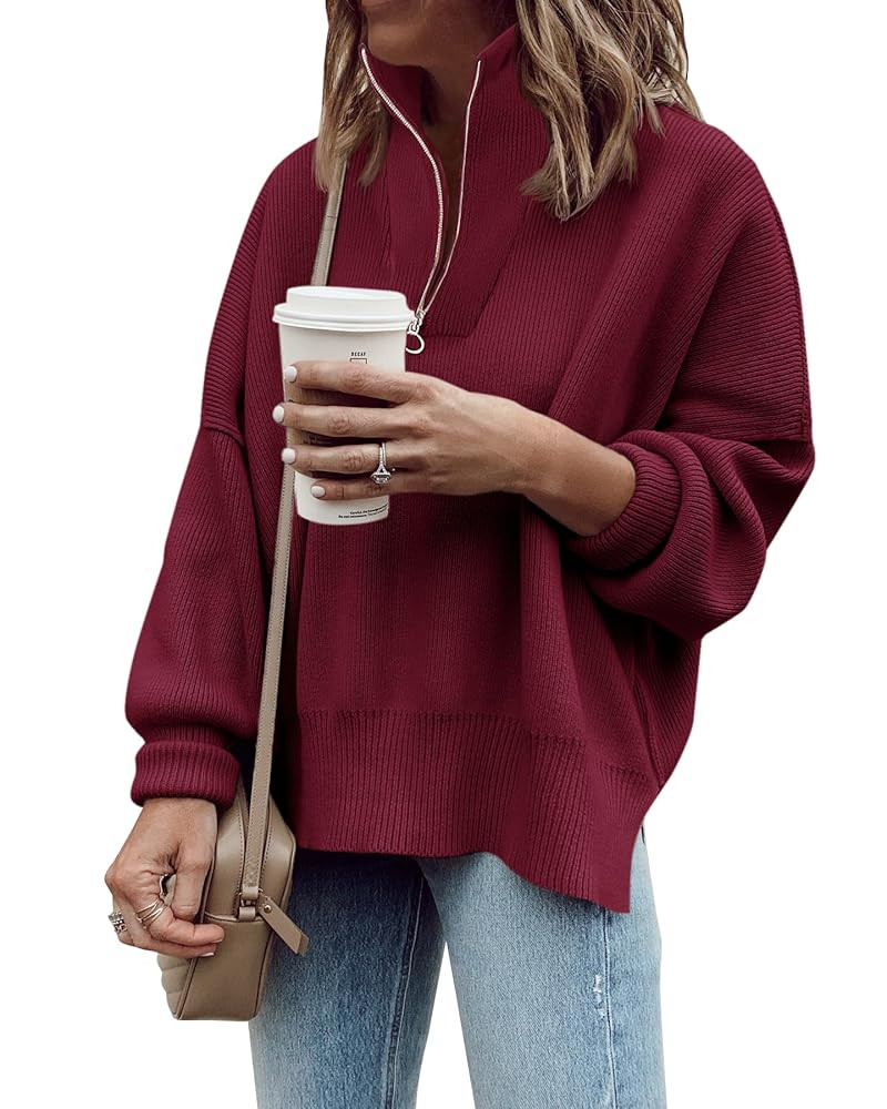 Imily Bela Womens Tunic Sweater Fall Long Sleeve 1/4 Zip Pullover Sweaters Oversized Slouchy Ribb... | Amazon (US)