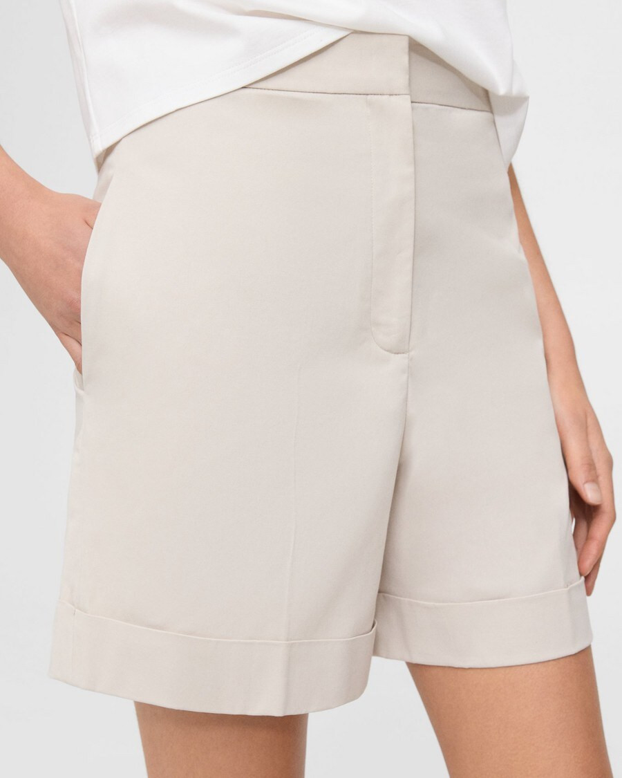 Cuffed Short in Stretch Cotton Twill | Theory