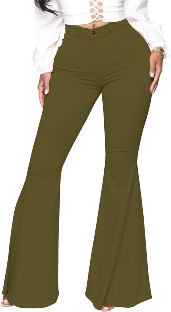 Bell Bottom Jeans for Women Skinny Flared Jeans Elastic High Waisted Vintage 70s Classic Stretchy... | Amazon (US)