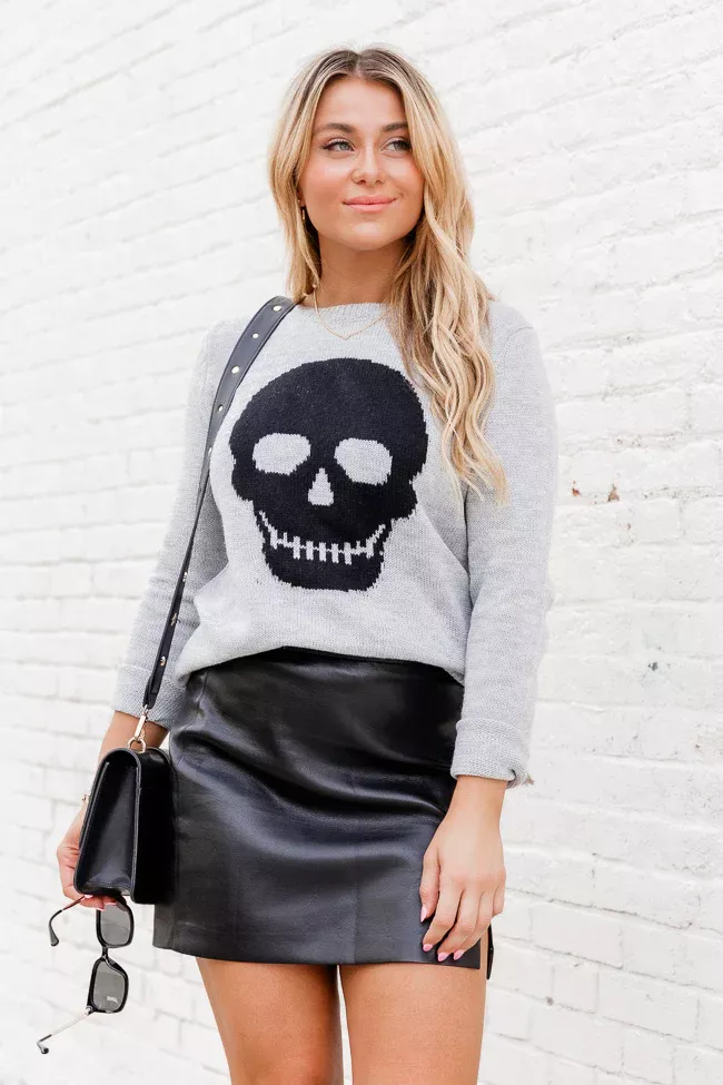 Bad To The Bone Grey Skull Sweater curated on LTK