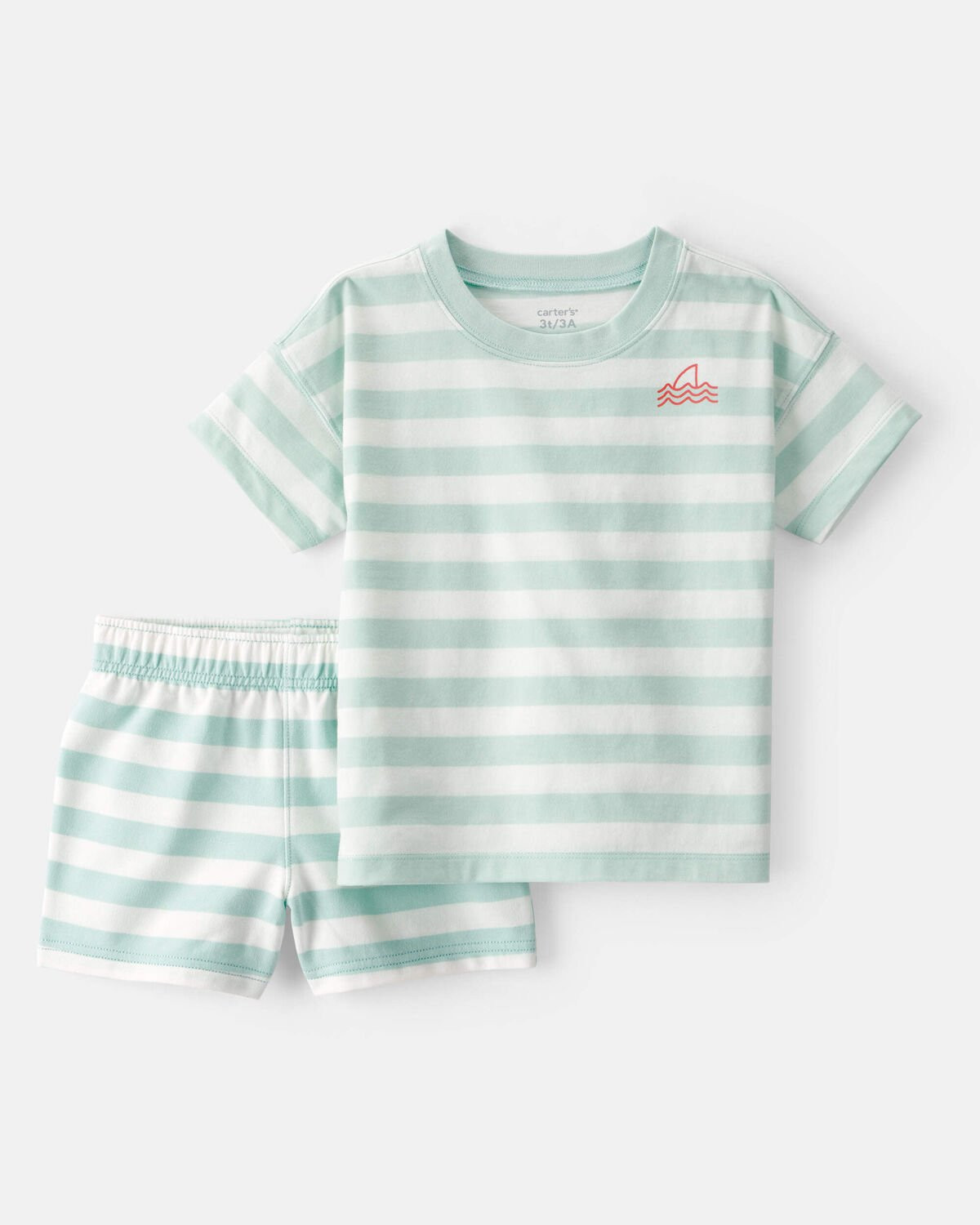 Toddler Boy 2-Piece Shark Striped Top & Short Set - Blue/Ivory | Carter's | Carter's Inc