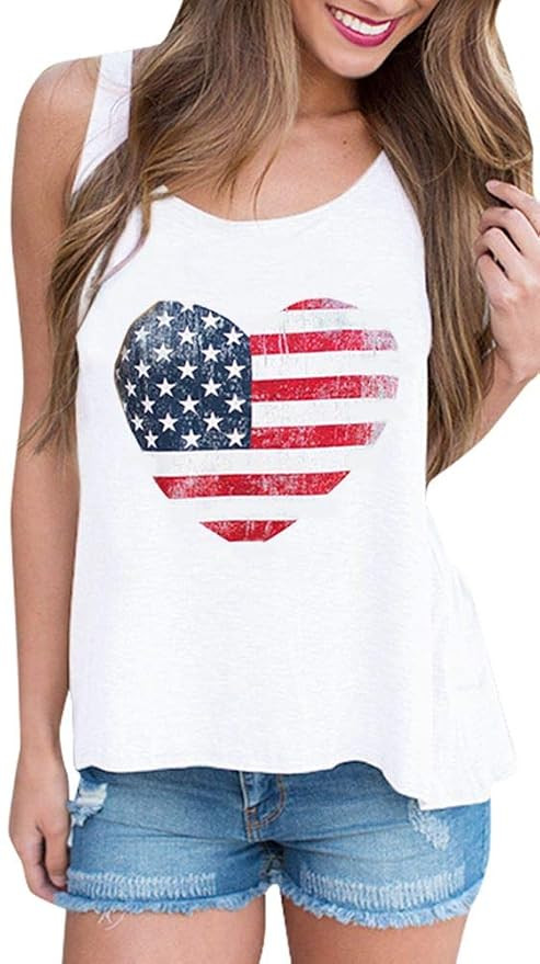For G and PL Women's American Flag July 4th Tank Top Shirts | Amazon (US)
