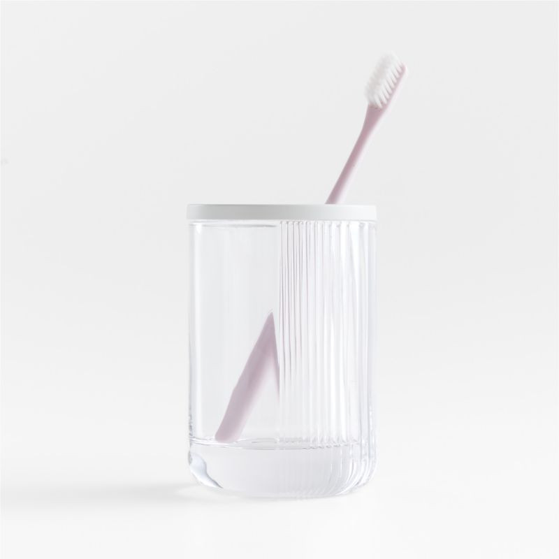 Ribbed White Glass Toothbrush Holder + Reviews | Crate & Barrel | Crate & Barrel