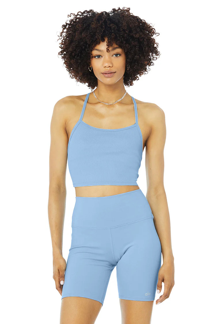 Alosoft Ribbed Crop Calm Tank - Blue Skies | Alo Yoga (US)