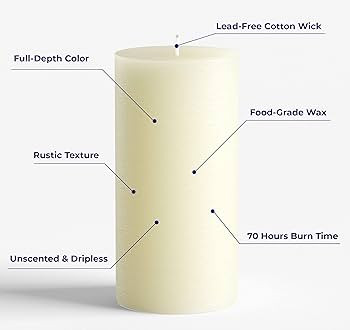 Set of 3 Pillar Candles 3" x 6" Unscented Handpoured Weddings, Home Decoration, Restaurants, Spa,... | Amazon (US)