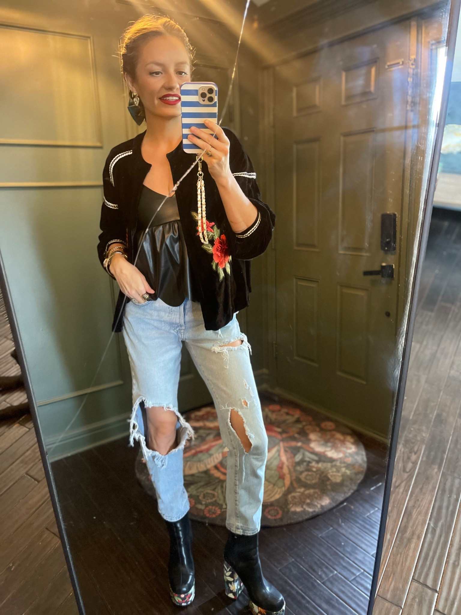 Thrift finds + statement pieces = my kind of outfit 💫 Jacket + jeans are thrifted gems, top is from @pinkdinosaur 🖤 and my cousin scored me these killer boots 👢✨ Everything is linked in my LTK — follow me there for all the details! 🛒



#OOTD #ThriftedStyle #ThriftFinds #SustainableFashion #LTKStyle #FallStyle #ThriftHaul #OOTDinspo #StyleDiaries #FallFashion2025

#LTKSeasonal #LTKSaleAlert #LTKFindsUnder50