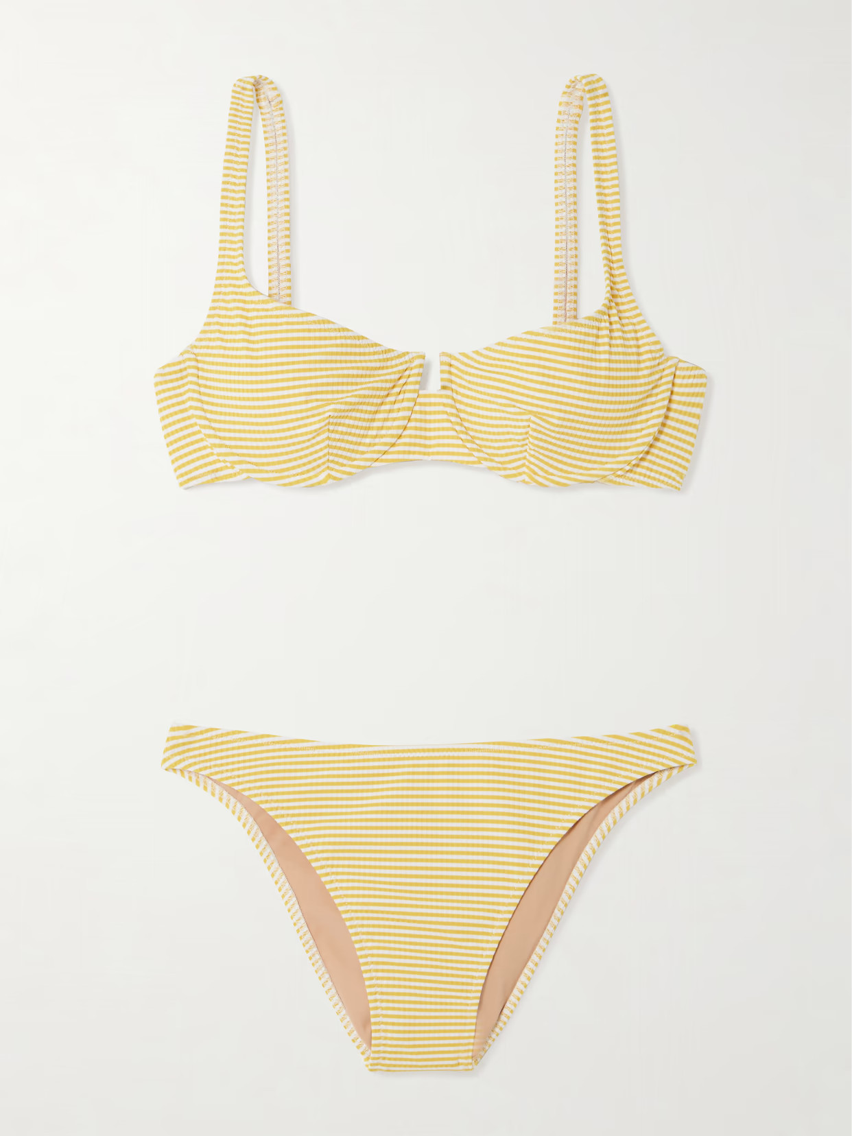 Lido - Cinquantasei Striped Ribbed Underwired Bikini - Yellow | NET-A-PORTER (US)