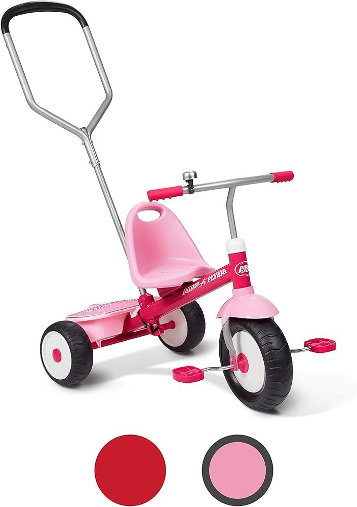 Radio Flyer Deluxe Steer & Stroll Trike, Kids And Toddler Tricycle, Pink Kids Bike, Age 2-5 Years | Amazon (US)