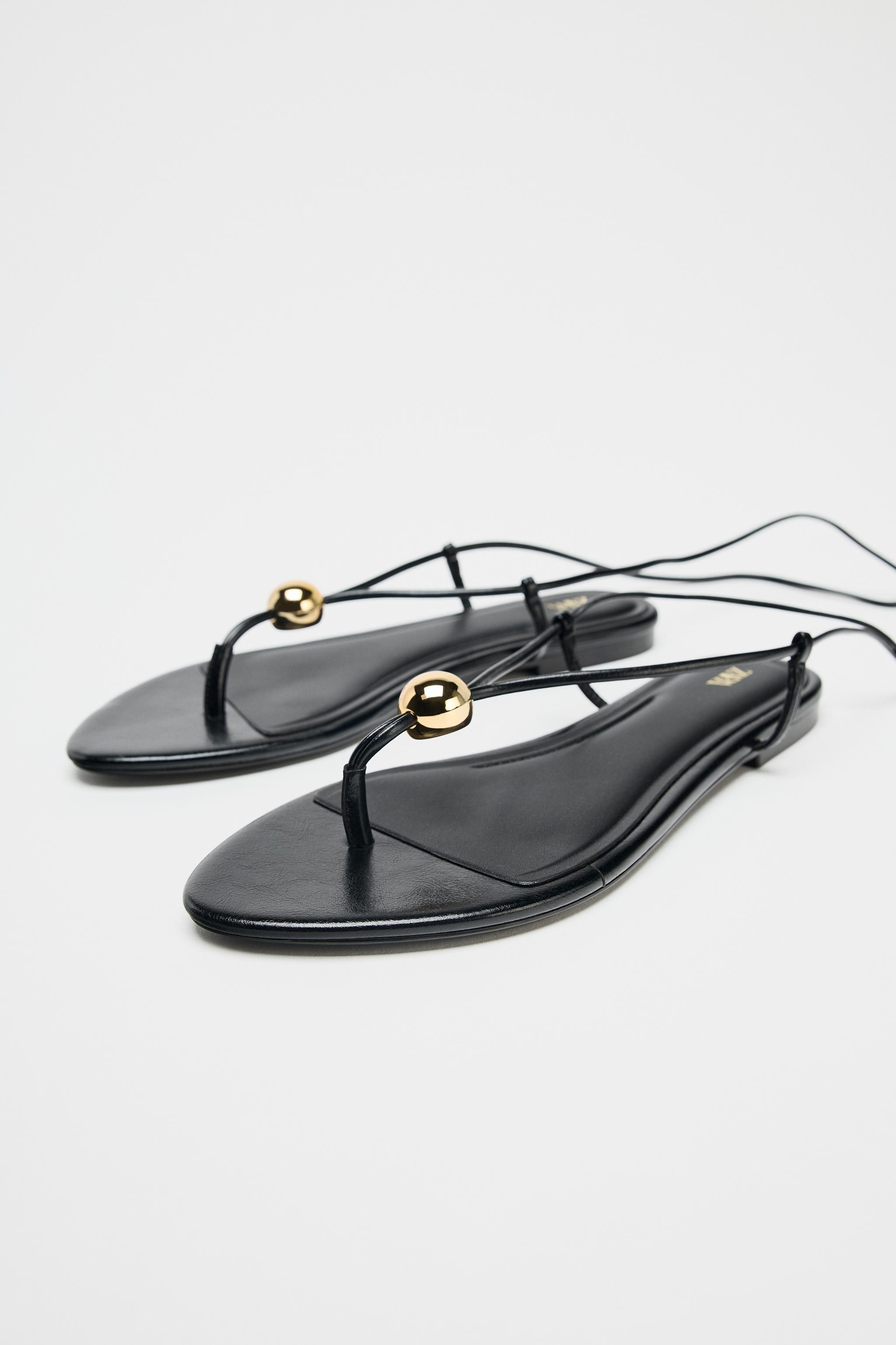 FLAT SANDALS WITH METALLIC APPLIQUÉ | Zara US