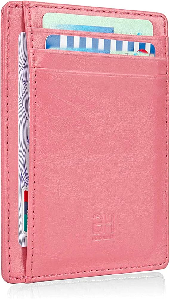 Slim RFID Blocking Card Holder Minimalist Leather Front Pocket Wallet for Women | Amazon (US)