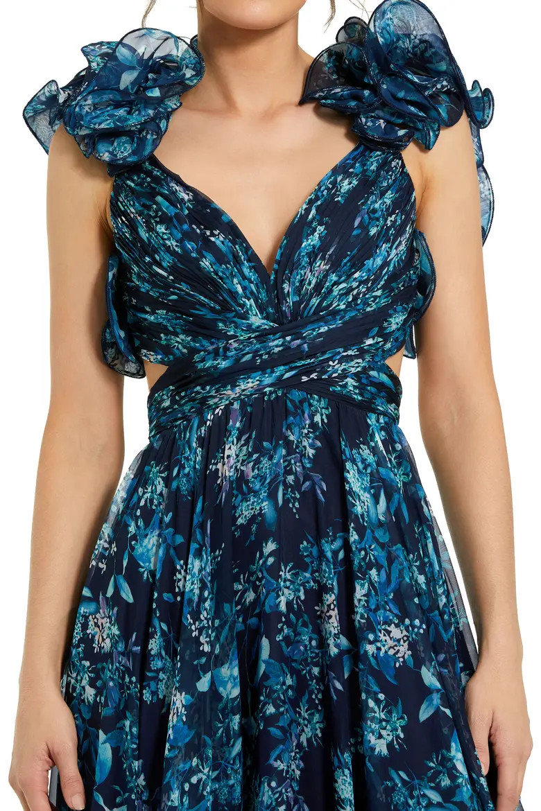 Tiered Floral Cut-Out Chiffon Gown (Women) | Nordstrom | Nordstrom