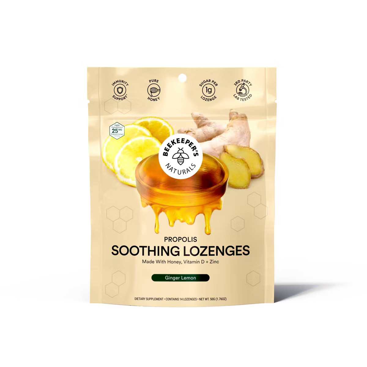 Beekeepers Naturals Propolis Soothing Lozenges - Ginger Lemon - 14ct | Target