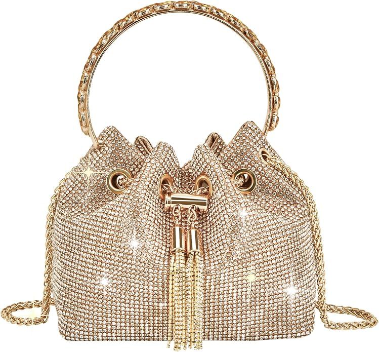 TOPALL Upgrade Rhinestone Evening Bag Bling Purse Sparkly Diamond Silver Clutch Purses for Women ... | Amazon (US)