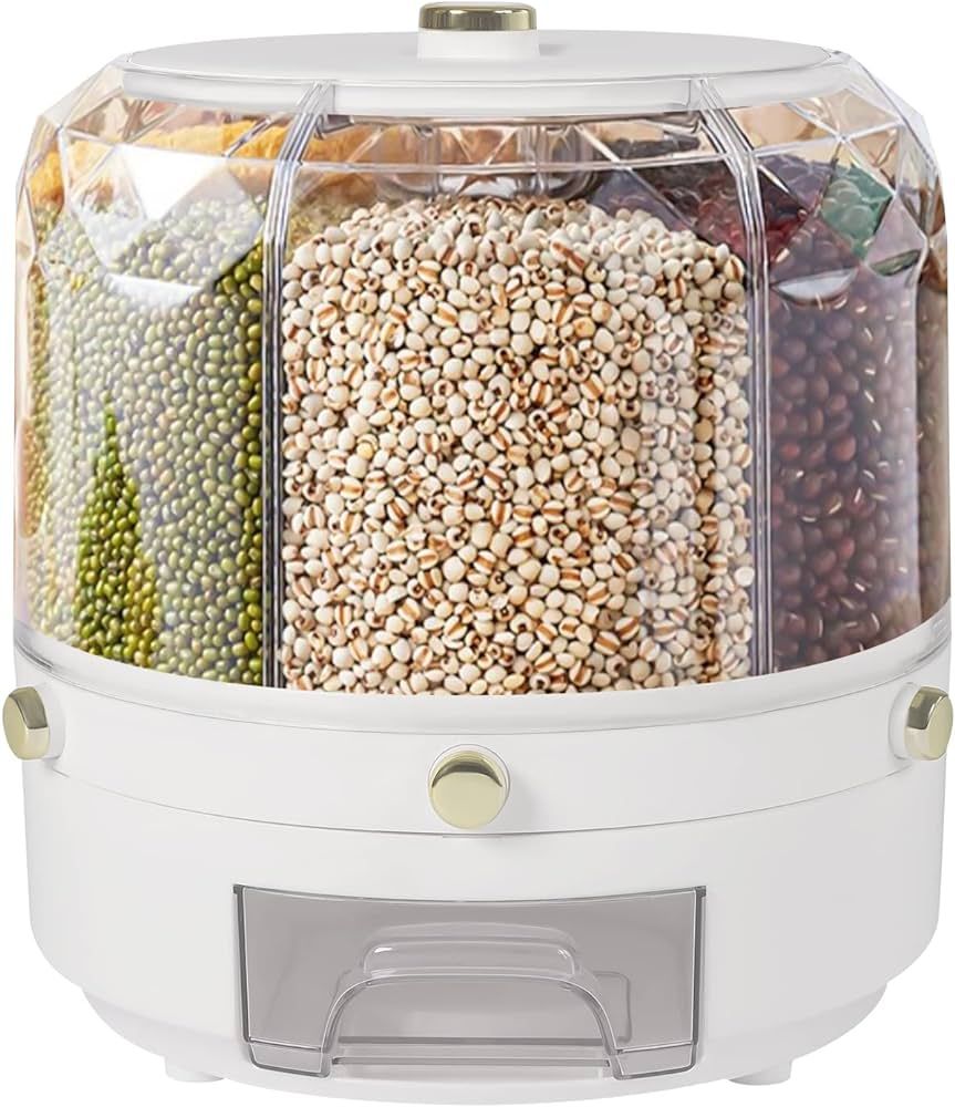 PIOJNYEN Grain Storage Container Dispenser,Rice dispenser rotating,360° rotating food dispenser ... | Amazon (US)