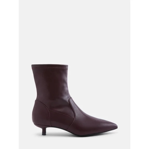 Scenario Women's Stretch Kitten Heel Faux Leather Booties | Walmart (US)
