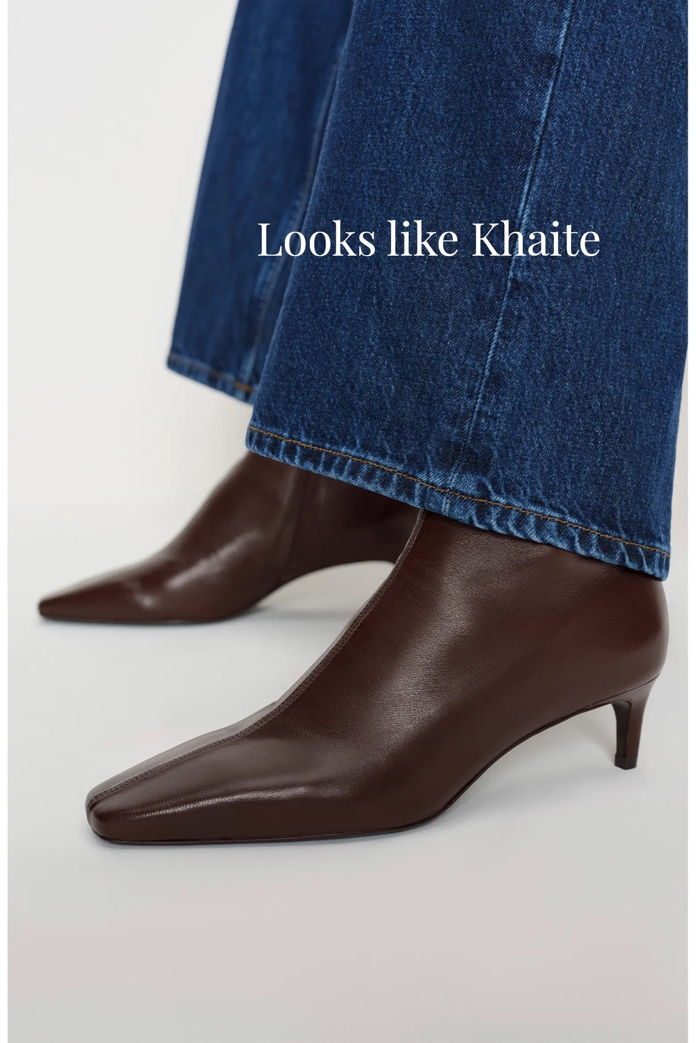 These remind me of the Khaite boots that everyone loves, which cost over $1,000! These Reformation ones are super stylish, reasonably priced, and the heel height is perfect for wearing every day.