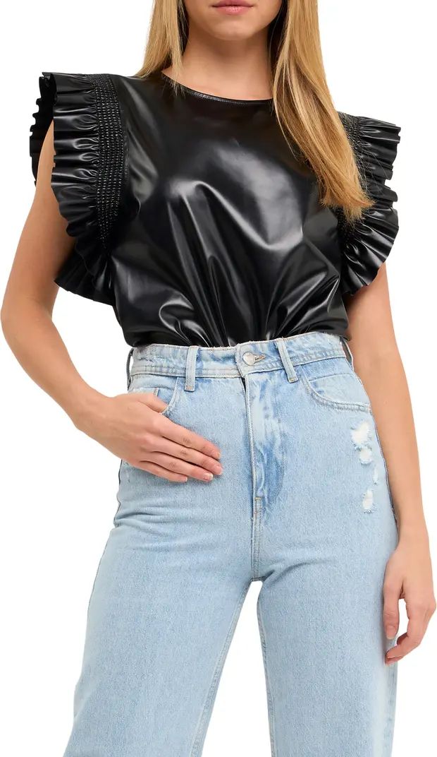 English Factory Faux Leather Top | Nordstrom | Nordstrom