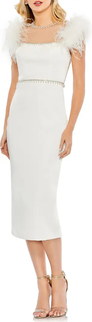 Mac Duggal Feather Cap Sleeve Embellished Sheath Cocktail Dress | Nordstrom | Nordstrom