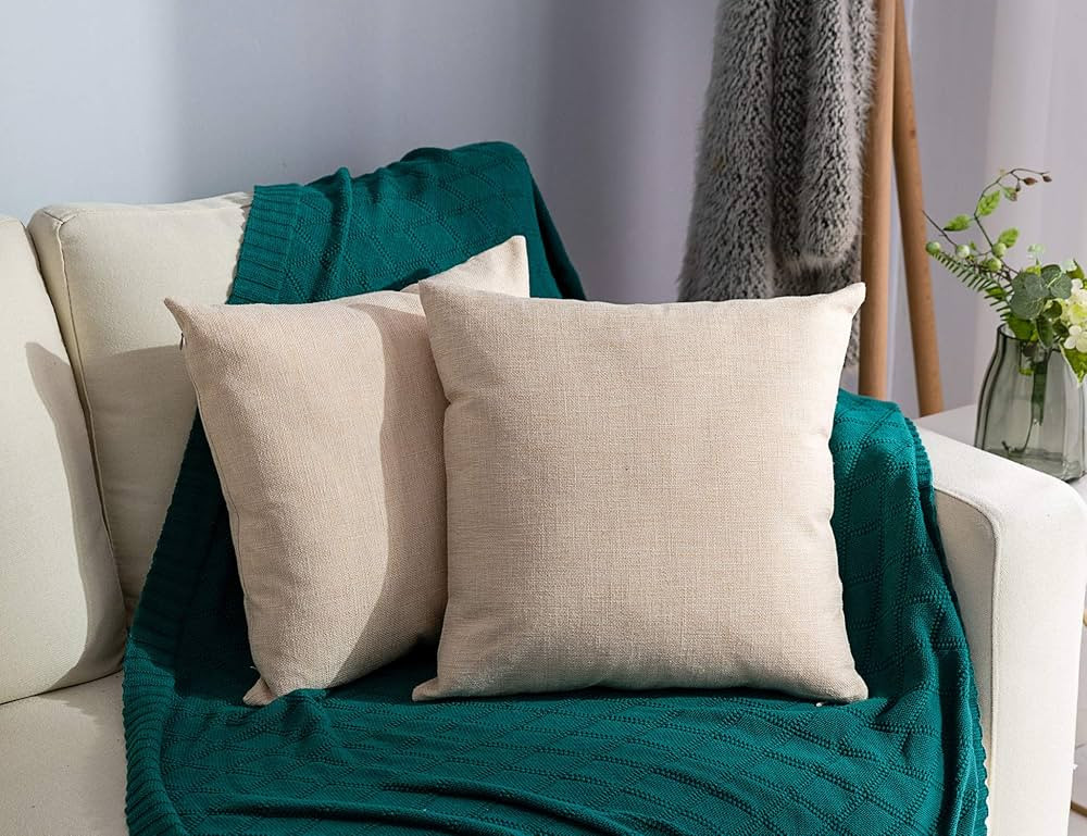 Stellhome Pack of 2 Burlap Throw Pillow Covers Farmhouse Linen Cushion Covers Pillowcase, Home De... | Amazon (US)