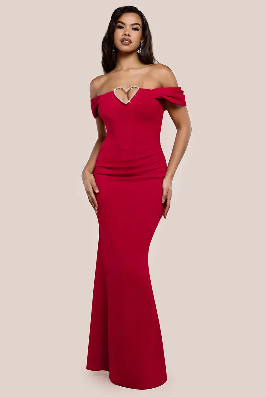 Dresses | Diamante Heart Trim Evening Maxi Dress | Goddiva | Debenhams UK