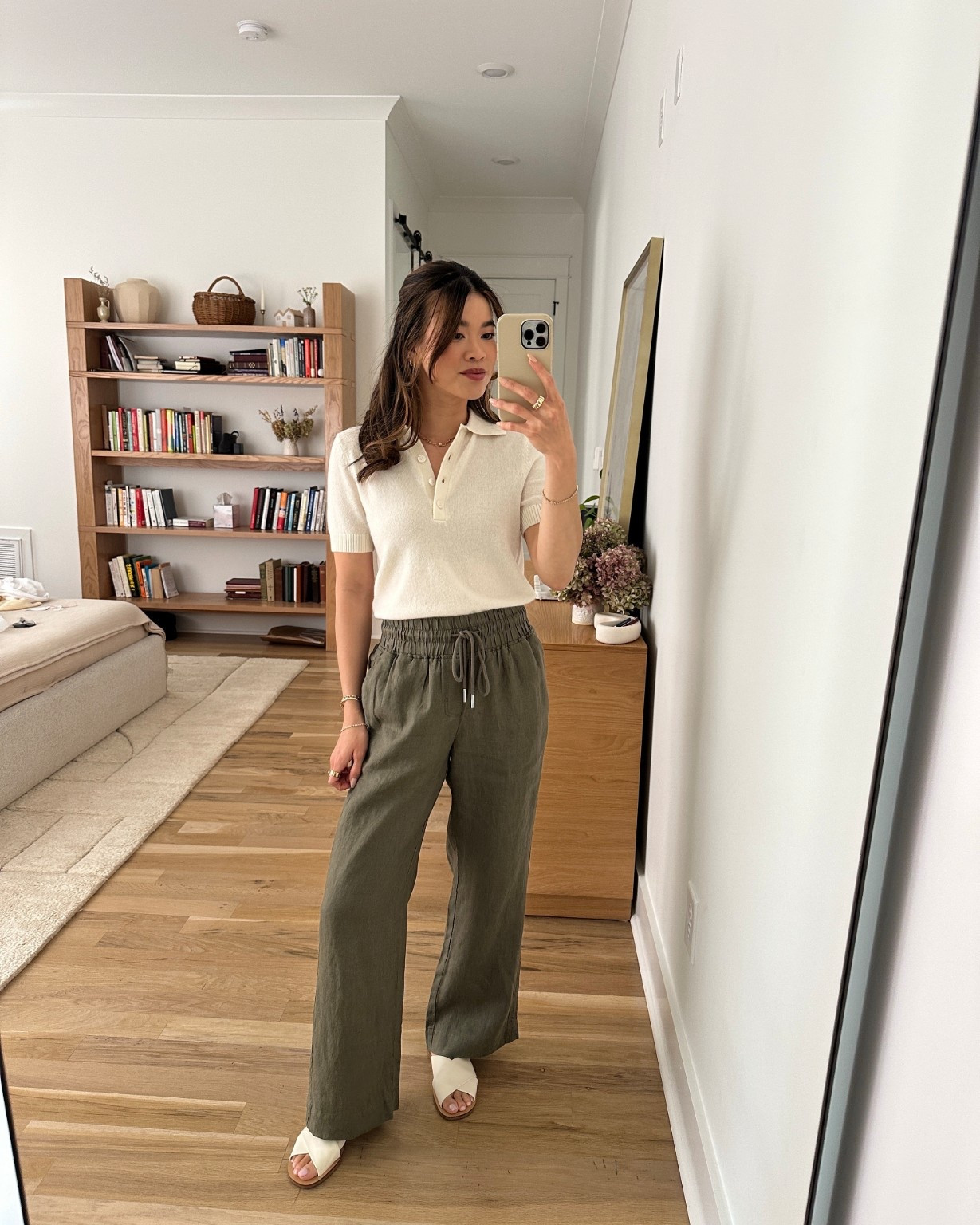 Sizing info:
Top size XS
Pants size XS with 28” inseam in bayberry Olive

petite fashion, get dressed with me, outfit inspiration, ootd, nashville outfit, Nashville influencer, petite style, vacation style, casual outfits, mom style, petite pants, spring outfits, spring outfit info, spring pants, spring outfit idea, spring top, spring sweater, quince pants, linen pants,  
@Quince 
 

#LTKSeasonal #LTKPetite #LTKootd