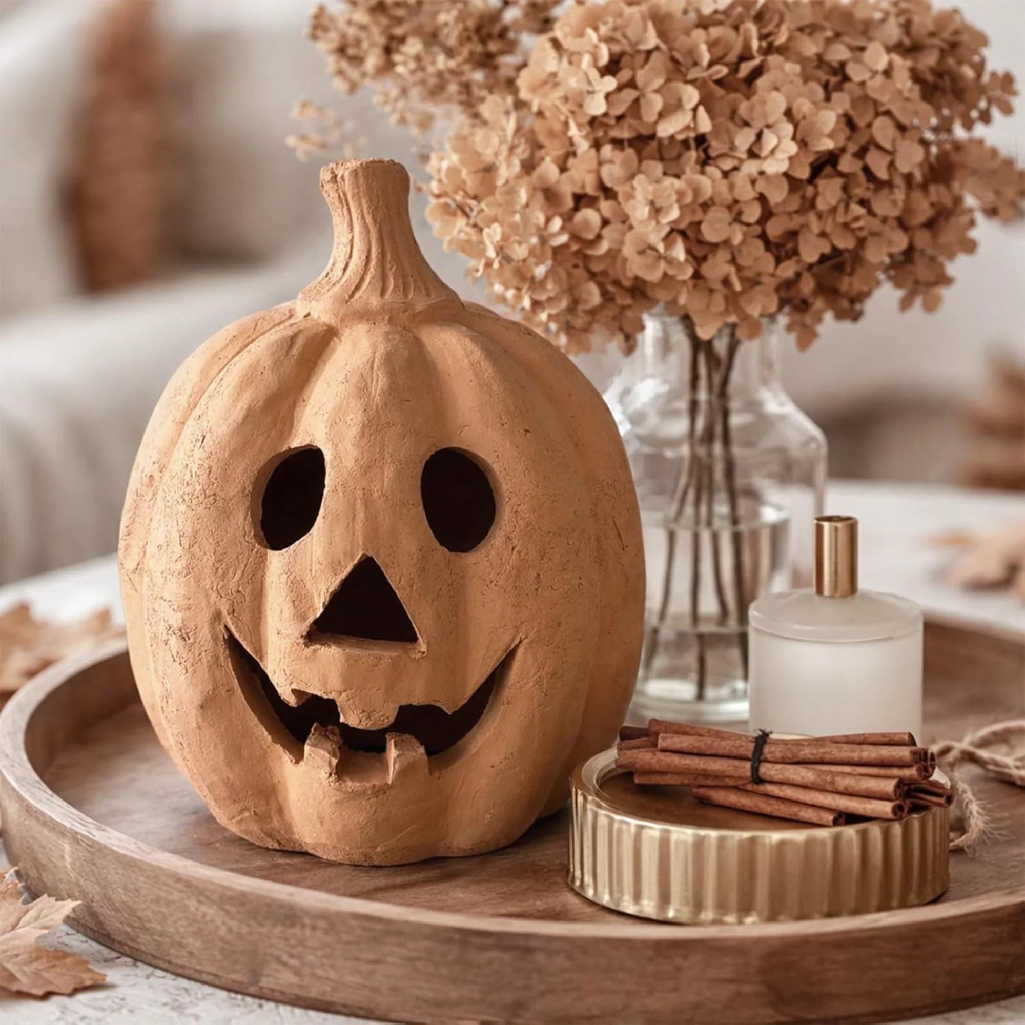 Fall Decor - Handmade Terracotta Pumpkin Jack O' Lantern Outdoor Indoor | 7.5"H Farmhouse Autumn ... | Wayfair North America