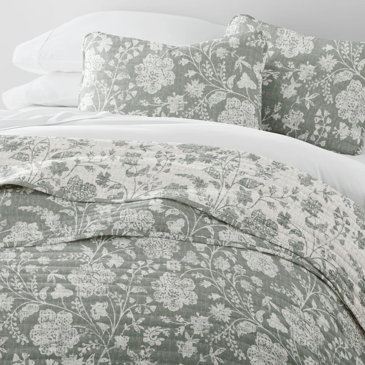 Quilt Set- Lightweight - All Season Quilted Coverlet - Textured Floral | Wayfair North America