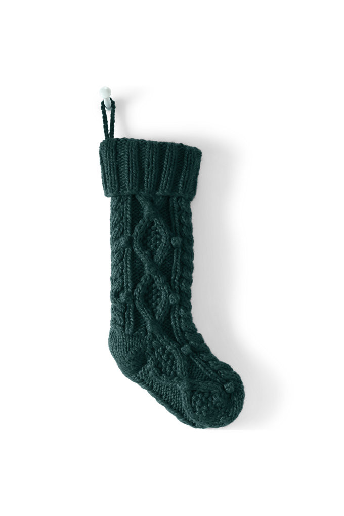 Cable Knit Stocking - Lands' End - Green | Lands' End (US)